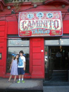 Tulia and I in La Boca!  No, I won't tango!