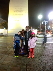 The family  in front of the massive Obelisco!